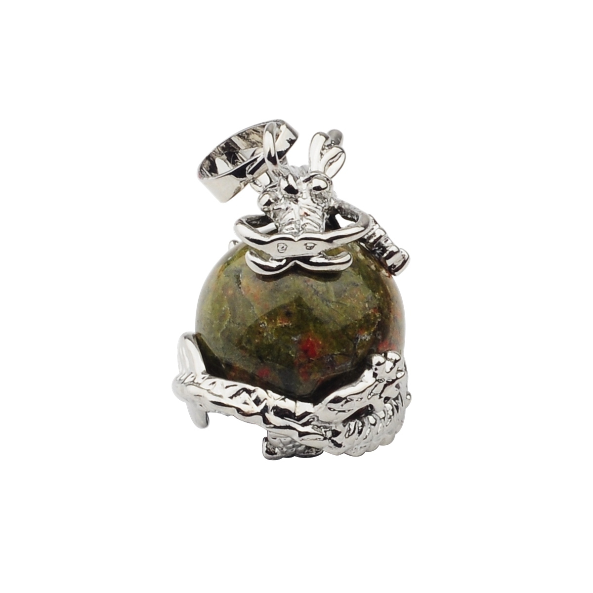 15MM Gemstone Balls Wrapped Dragon Pendant