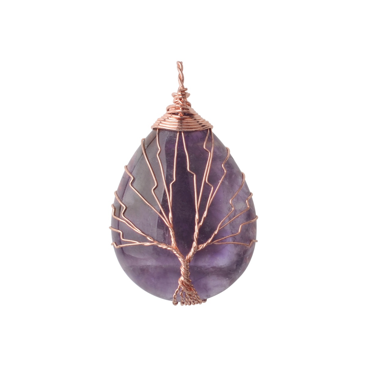 Rose Gold Waterdrop Gemstone Life of Tree Pendant
