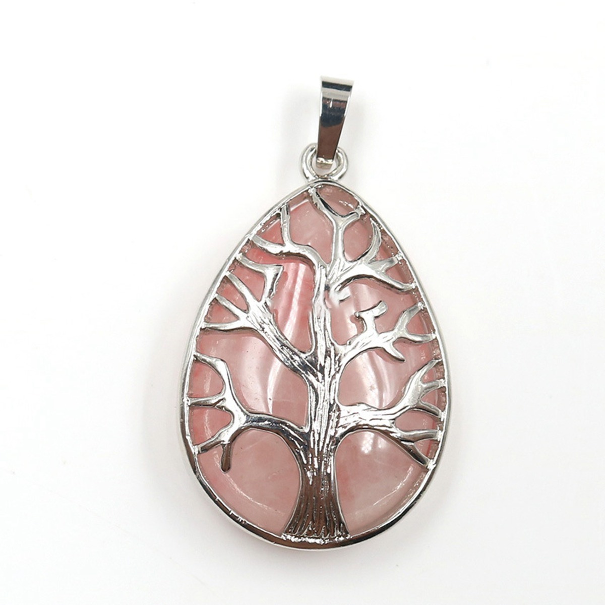 Charming Waterdrop Tree Of Life Pattern Gemstone Pendant