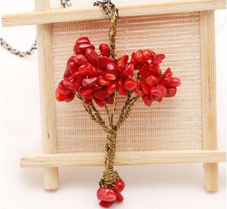 Chip Gemstone Rich Tree Pendant