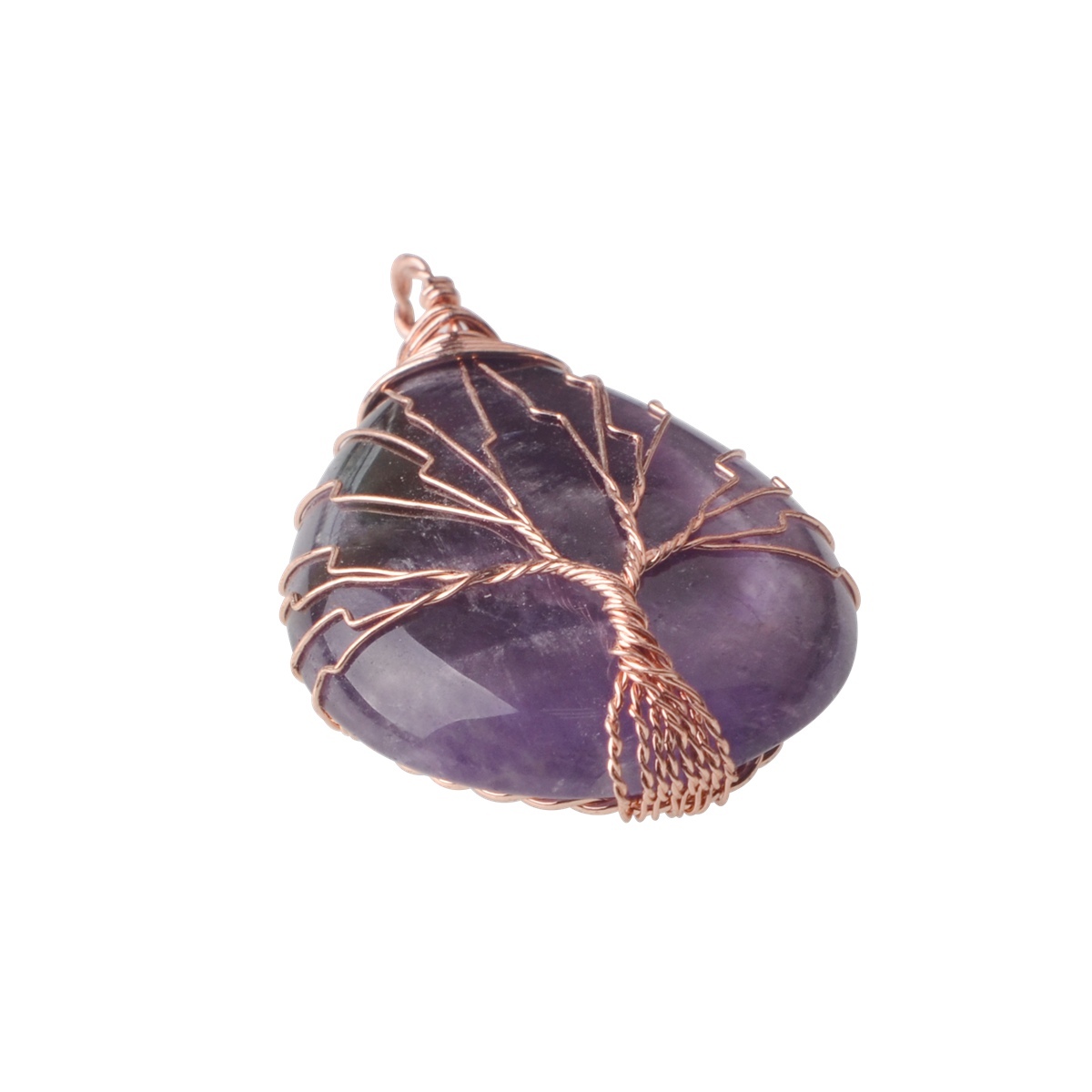 Rose Gold Waterdrop Gemstone Life of Tree Pendant