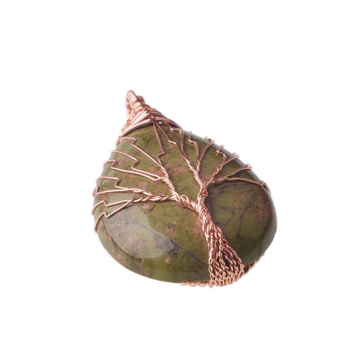 Rose Gold Waterdrop Gemstone Life of Tree Pendant