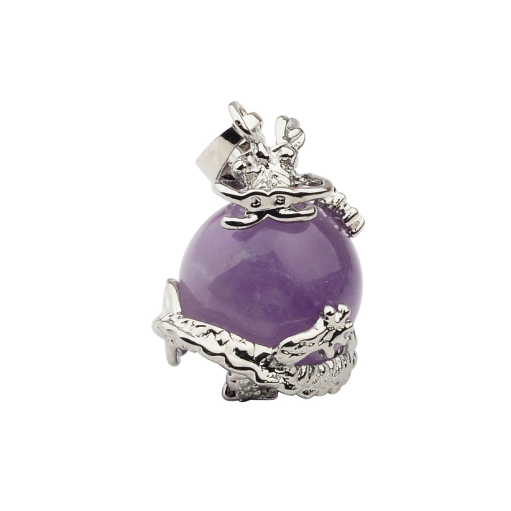 15MM Gemstone Balls Wrapped Dragon Pendant