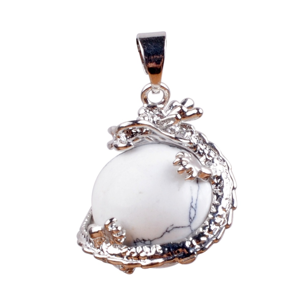 15MM Gemstone Balls Wrapped Dragon Pendant