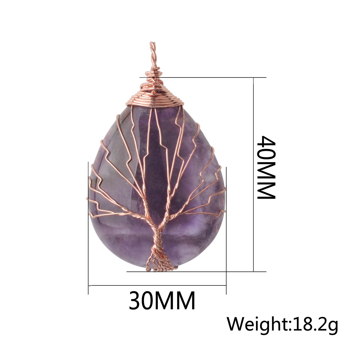 Rose Gold Waterdrop Gemstone Life of Tree Pendant