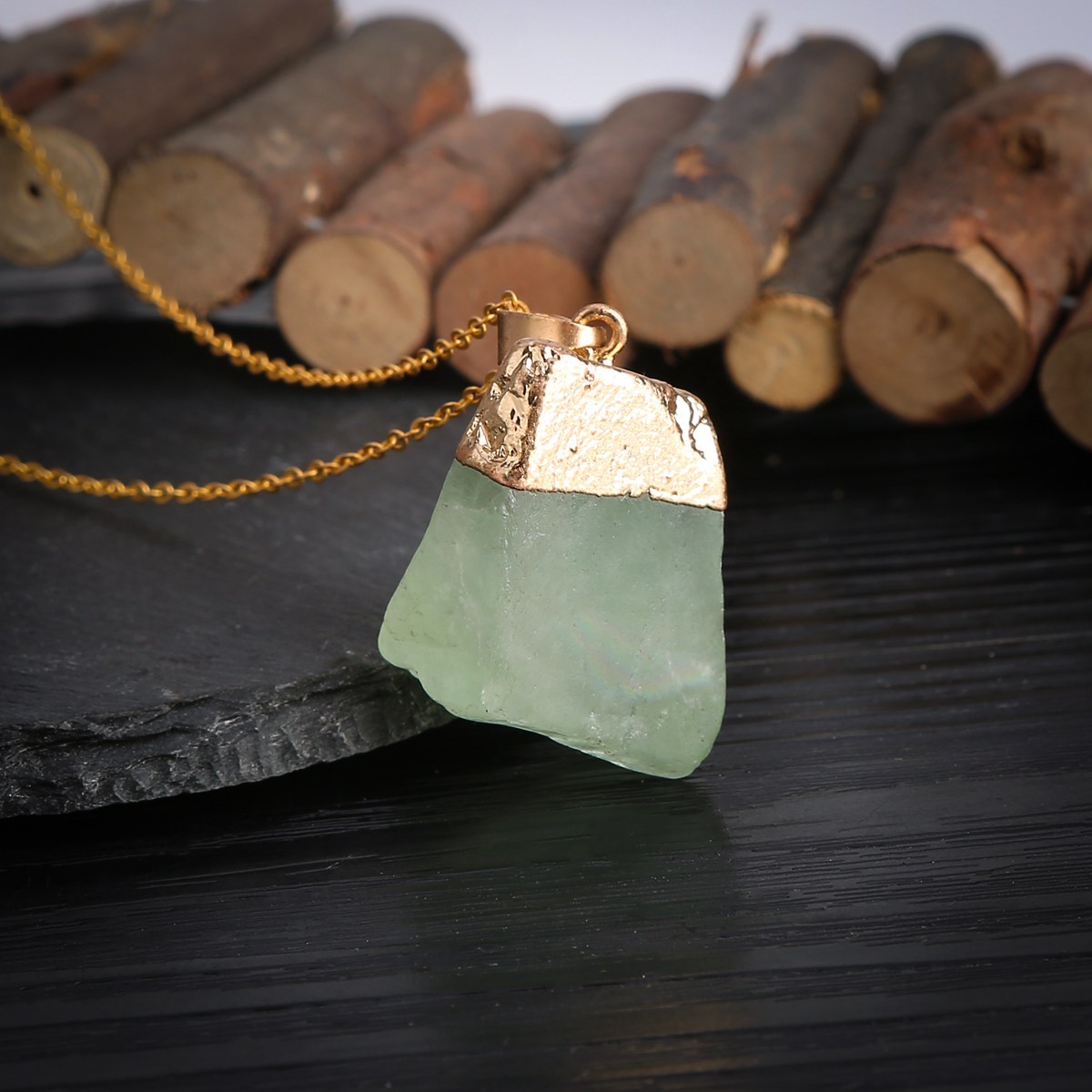 Natural Raw Rock Crystal Nugget Pendant
