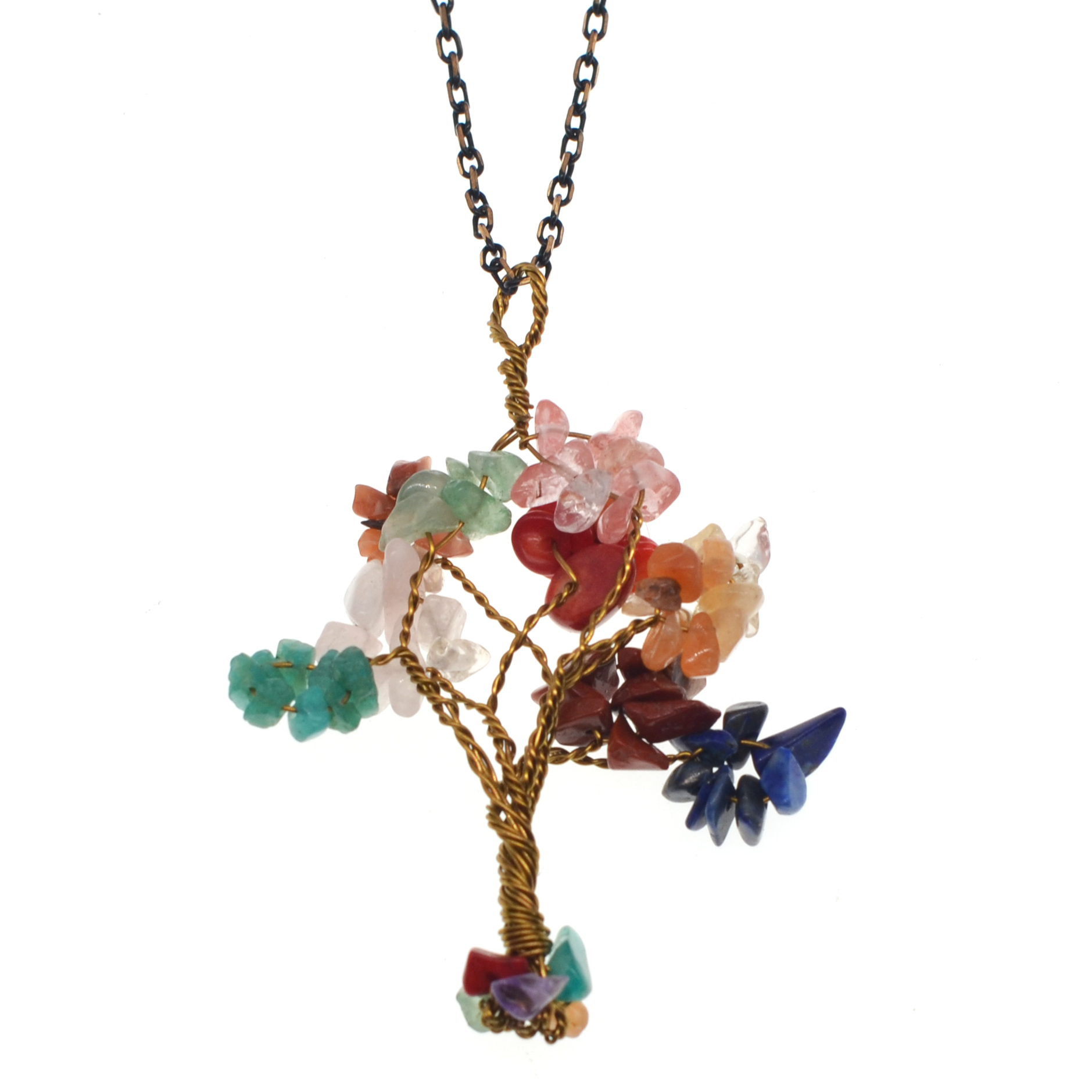 Chip Gemstone Rich Tree Pendant