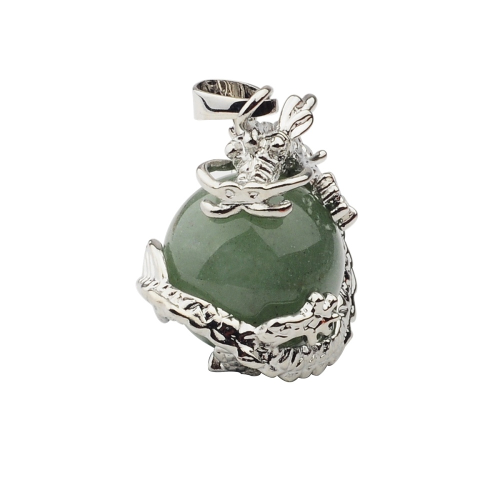 15MM Gemstone Balls Wrapped Dragon Pendant