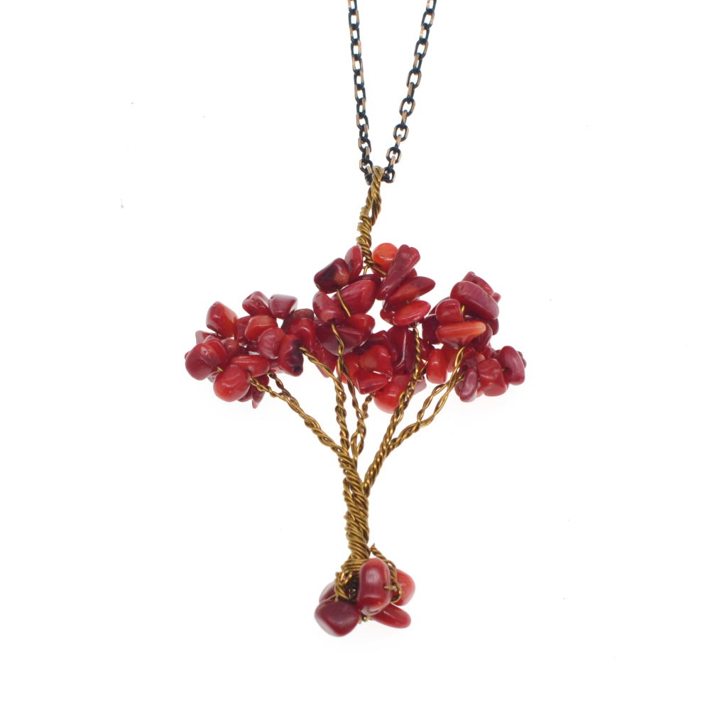 Chip Gemstone Rich Tree Pendant