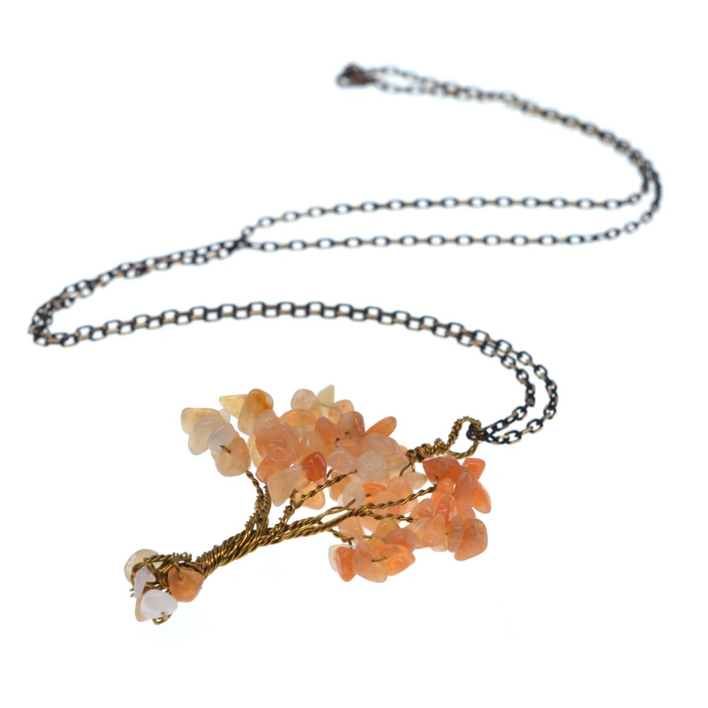 Chip Gemstone Rich Tree Pendant