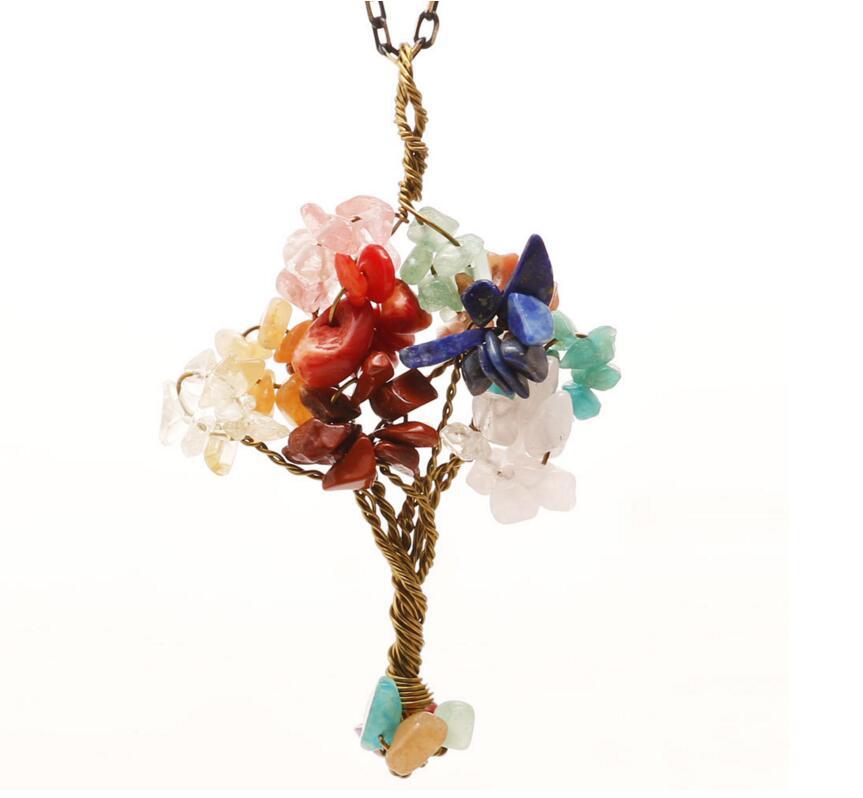 Chip Gemstone Rich Tree Pendant