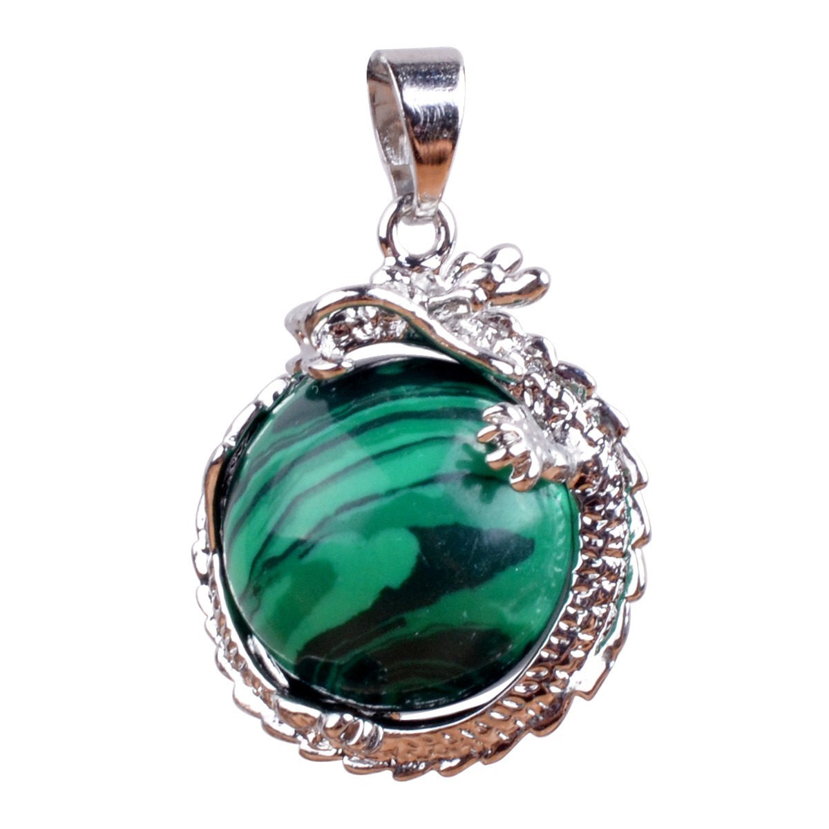 15MM Gemstone Balls Wrapped Dragon Pendant
