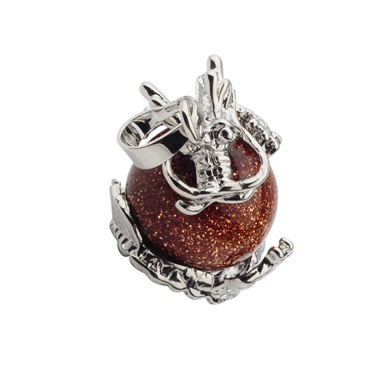 15MM Gemstone Balls Wrapped Dragon Pendant