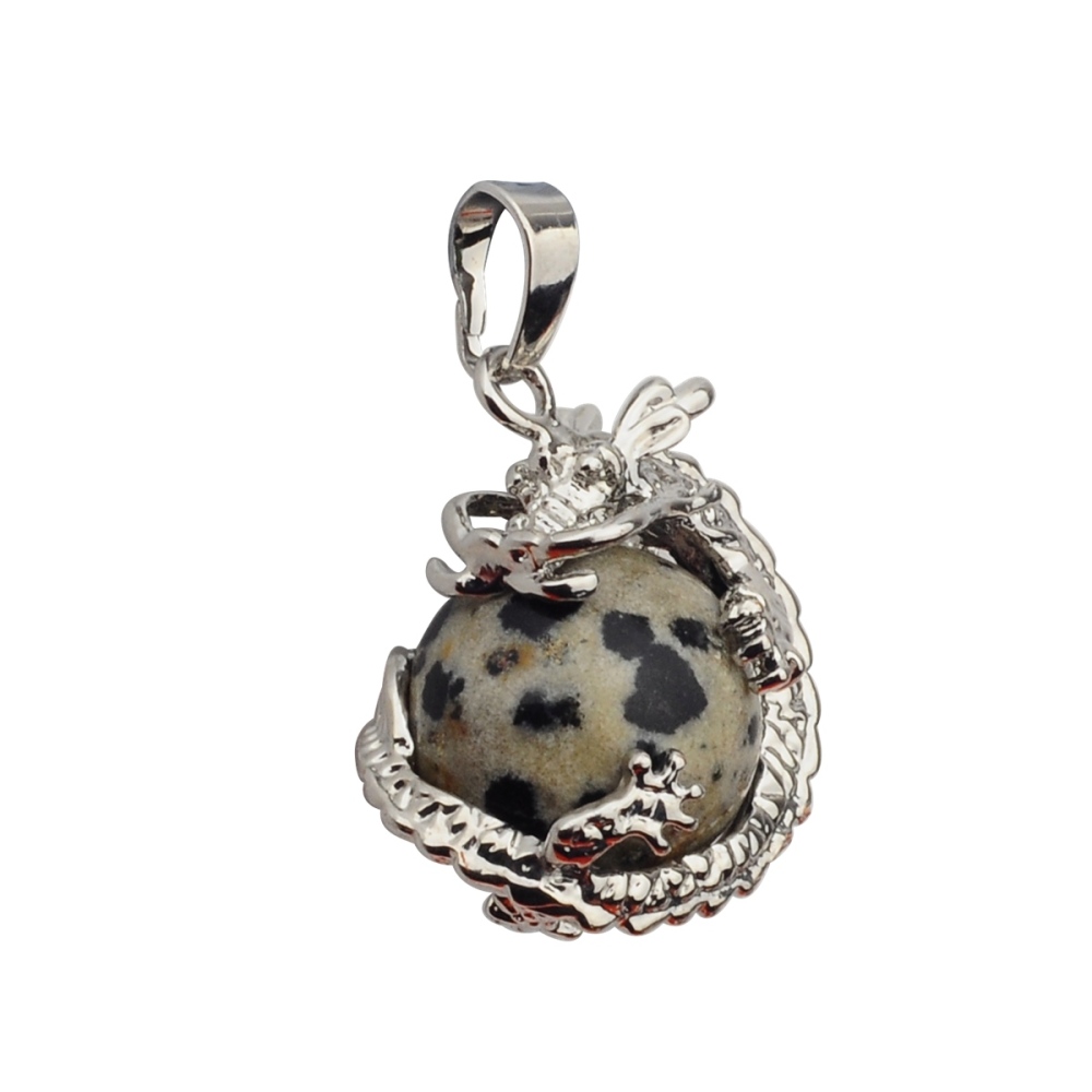 15MM Gemstone Balls Wrapped Dragon Pendant