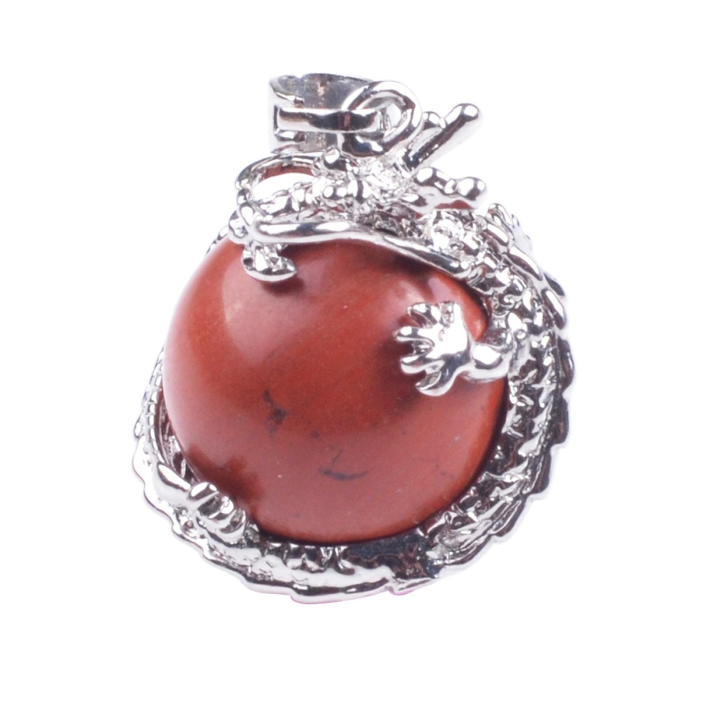 15MM Gemstone Balls Wrapped Dragon Pendant