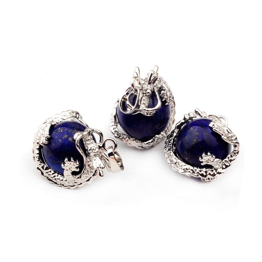 15MM Gemstone Balls Wrapped Dragon Pendant
