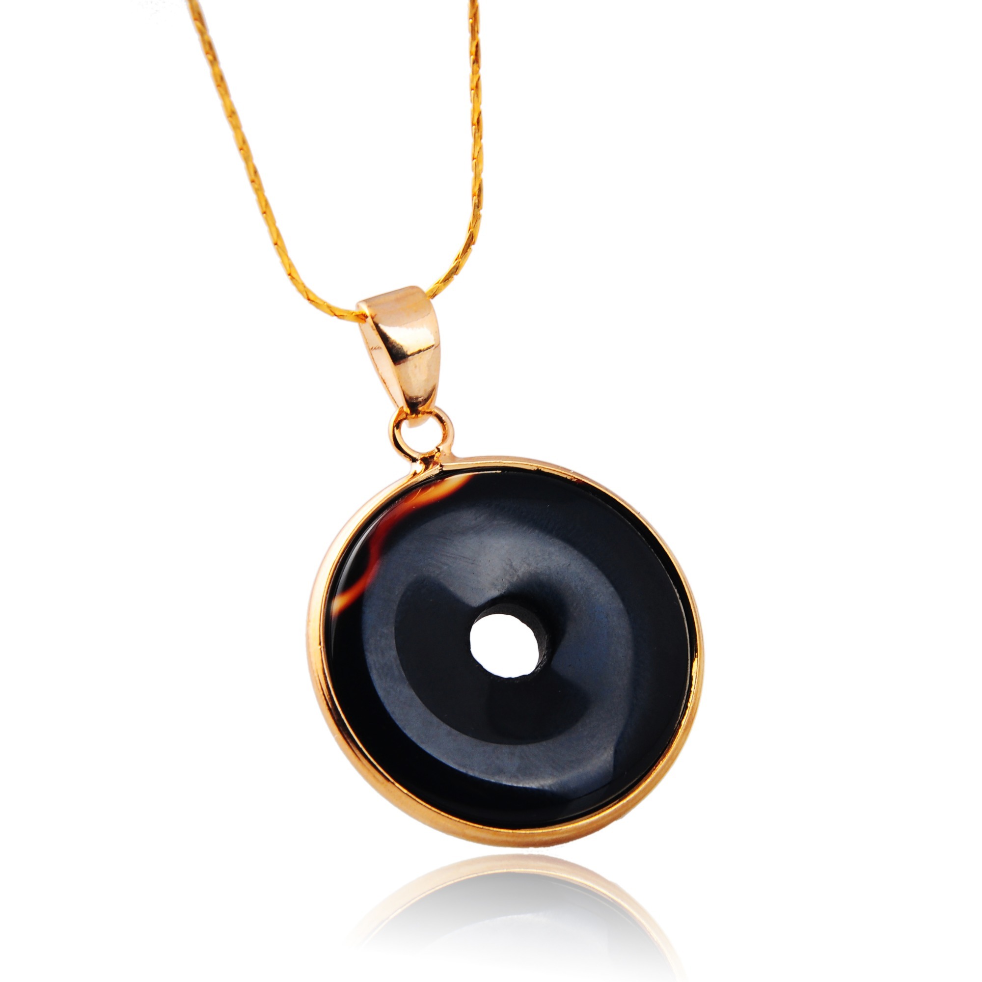 Gold Wire 32MM CoinGemstone Pendant