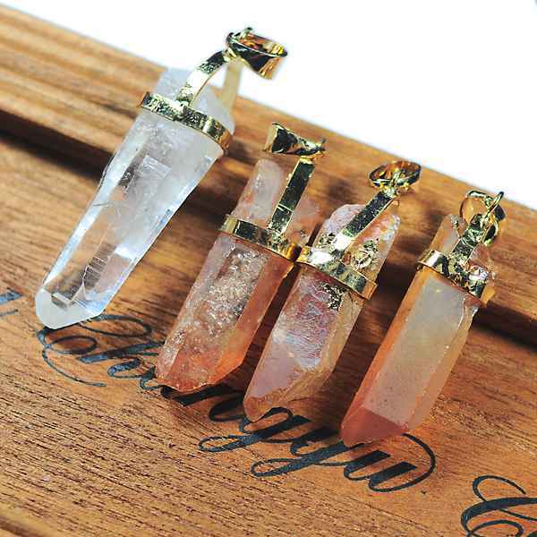 Gold Findings Crystal Pillar Pendant