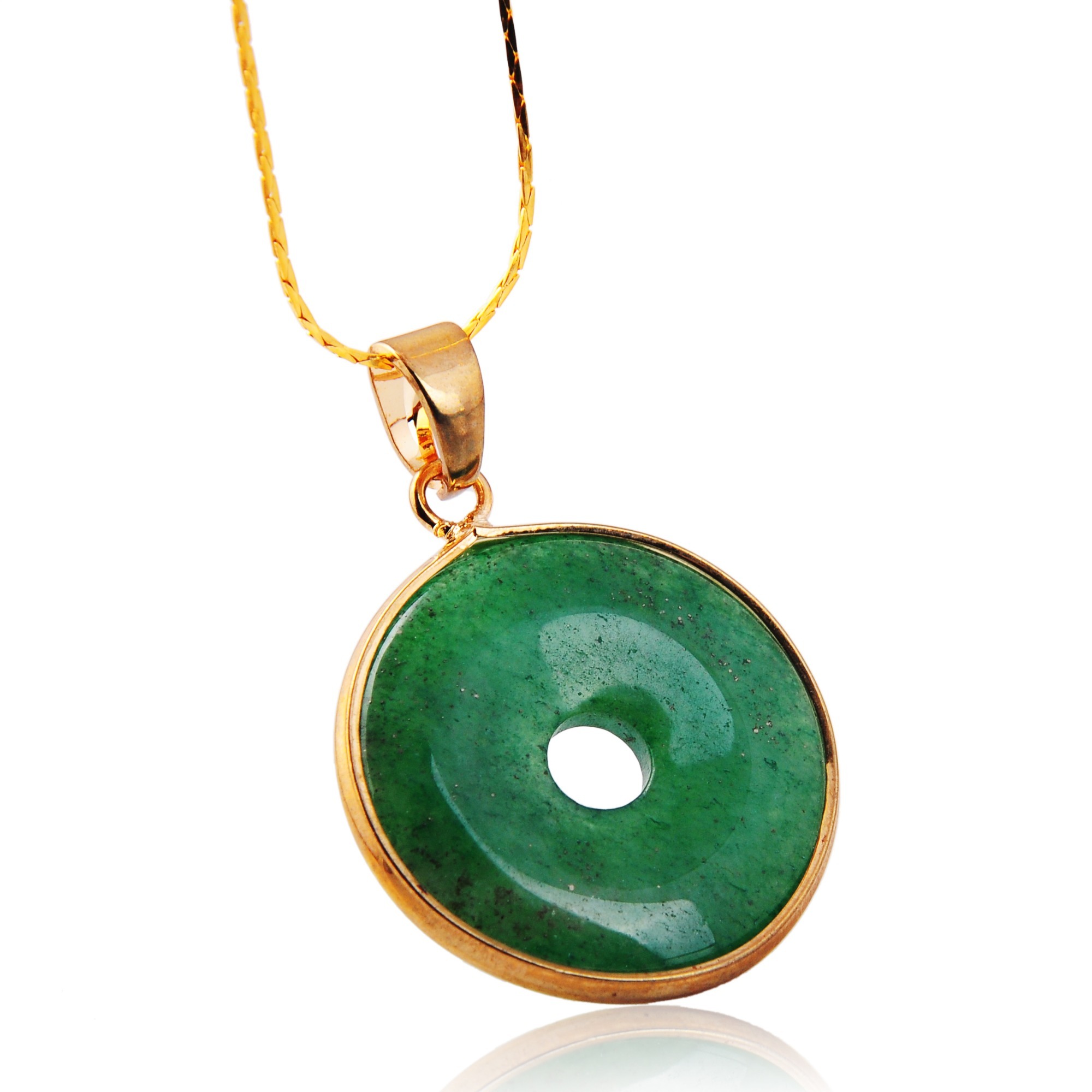 Gold Wire 32MM CoinGemstone Pendant