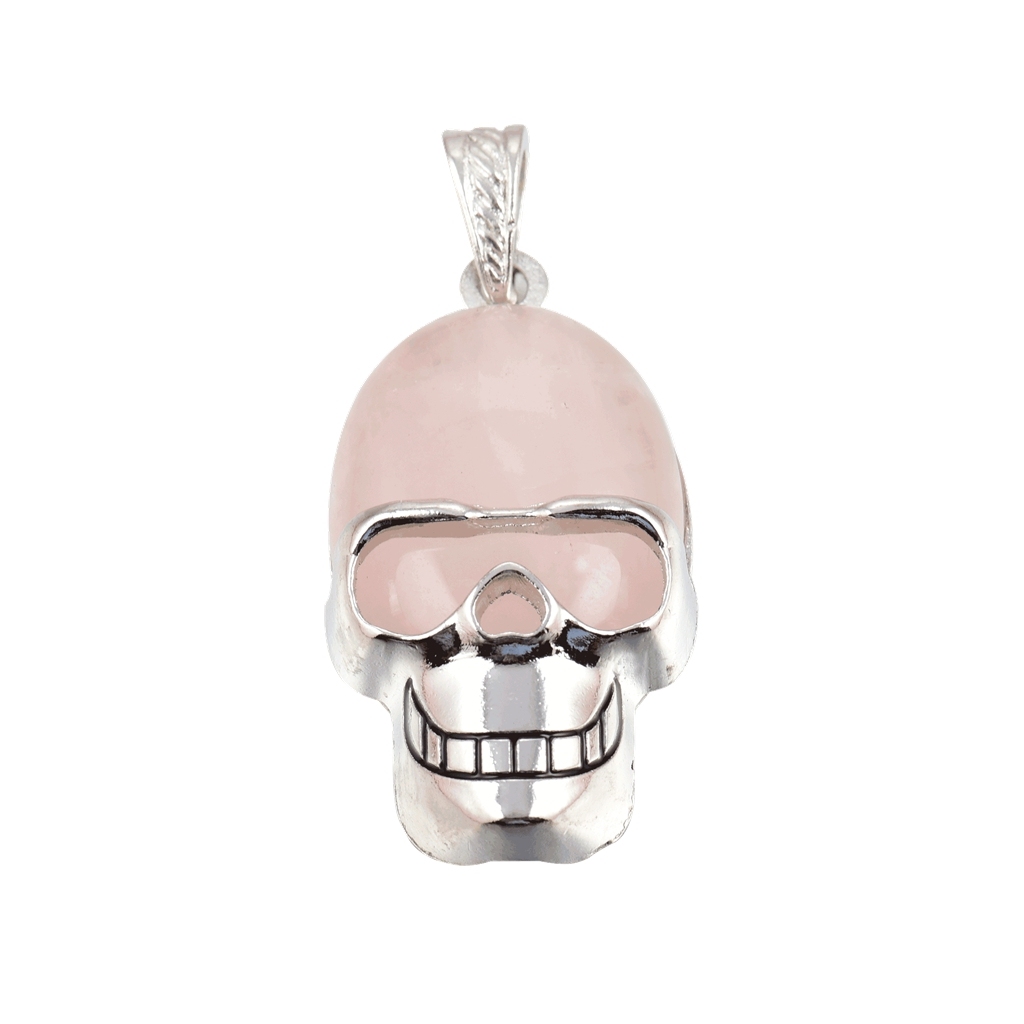 Silver Skull Alloy Gemstone Pendant