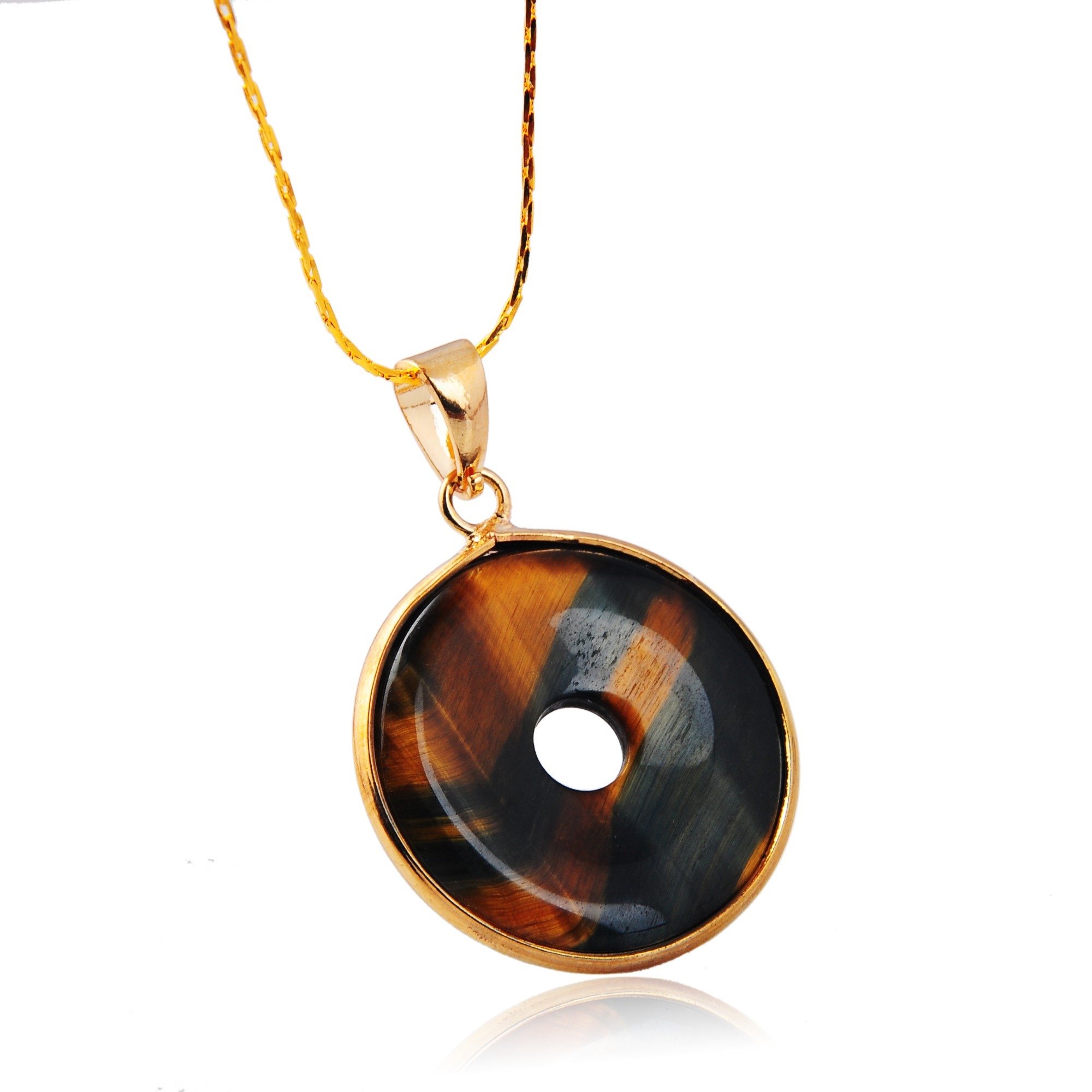 Gold Wire 32MM CoinGemstone Pendant