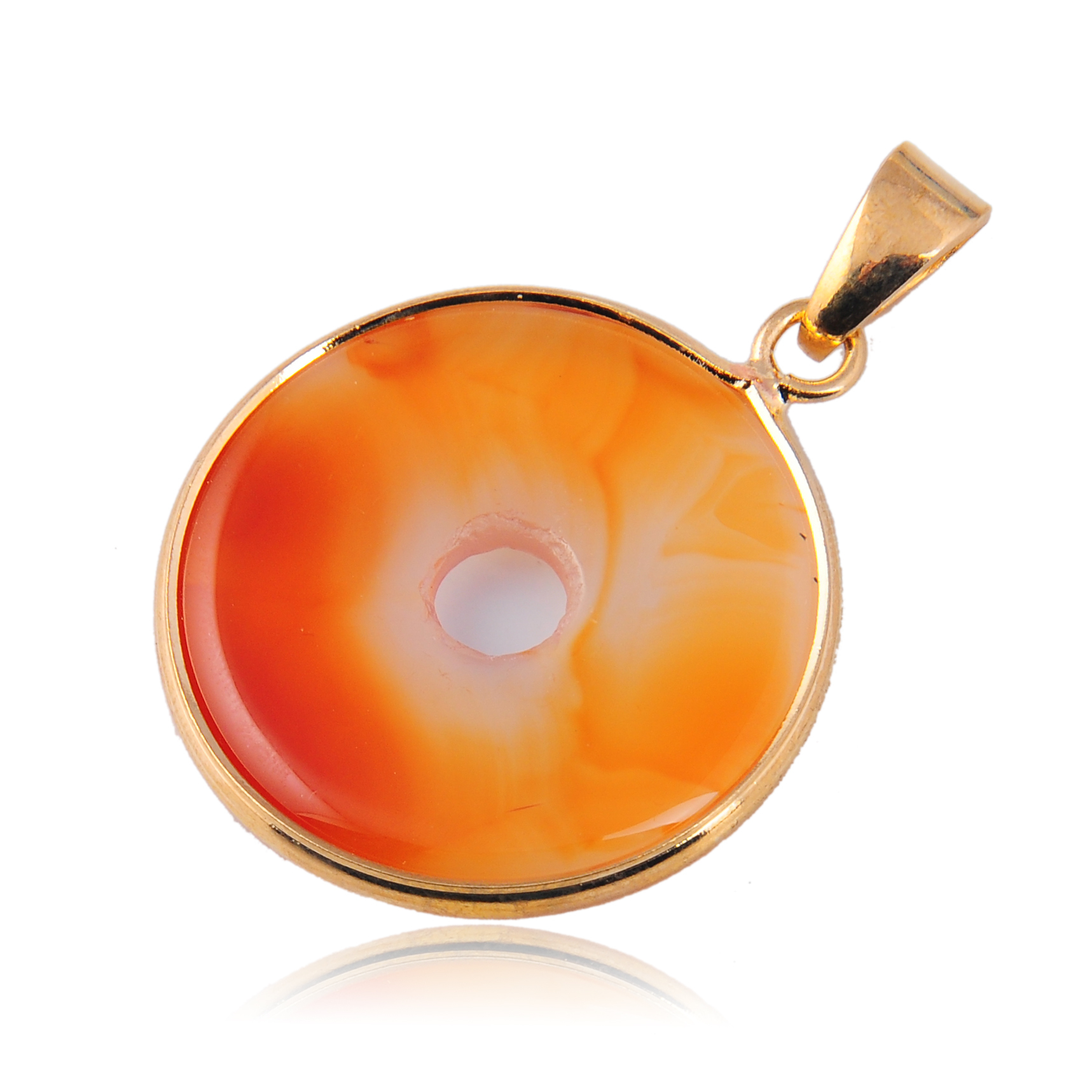 Gold Wire 32MM CoinGemstone Pendant
