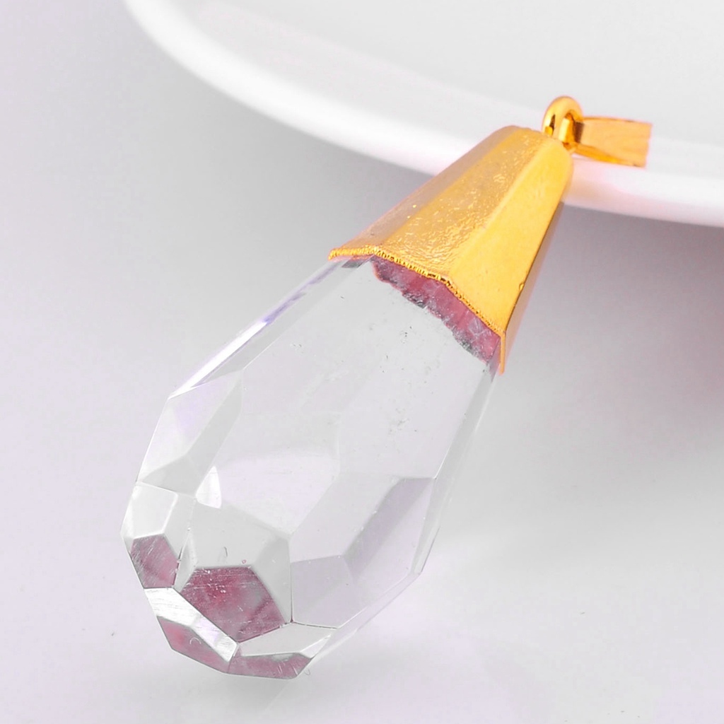 Gold Facted Crystal Cone Pendant