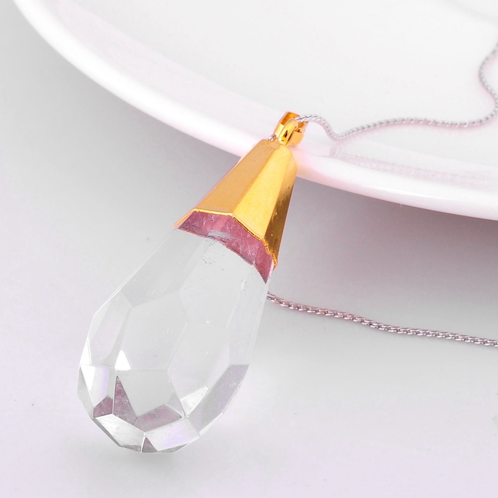 Gold Facted Crystal Cone Pendant