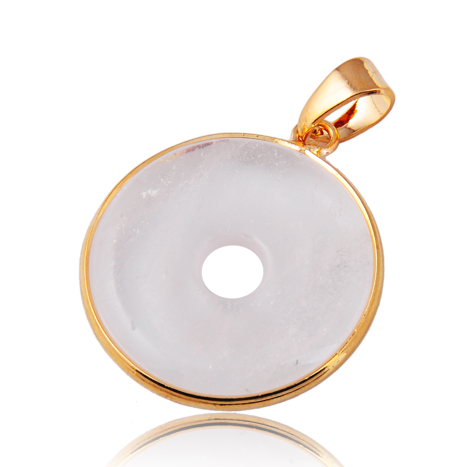 Gold Wire 32MM CoinGemstone Pendant