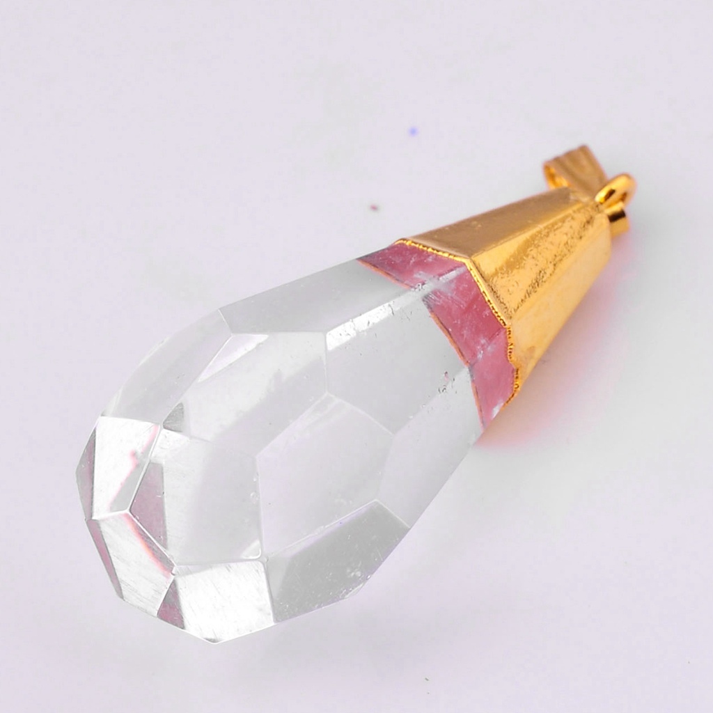 Gold Facted Crystal Cone Pendant
