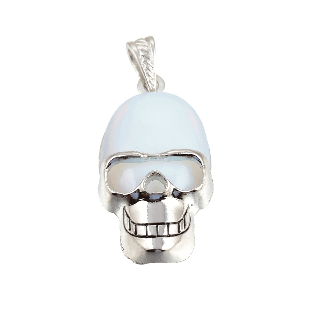 Silver Skull Alloy Gemstone Pendant