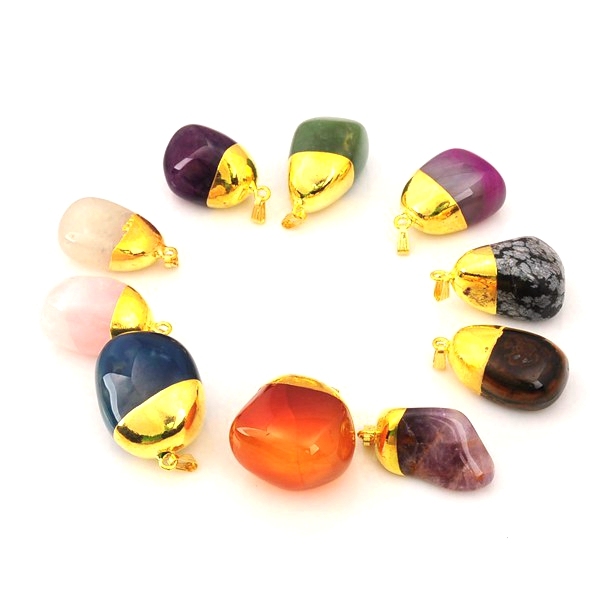 Gold Tumbled Gemstone Pendant