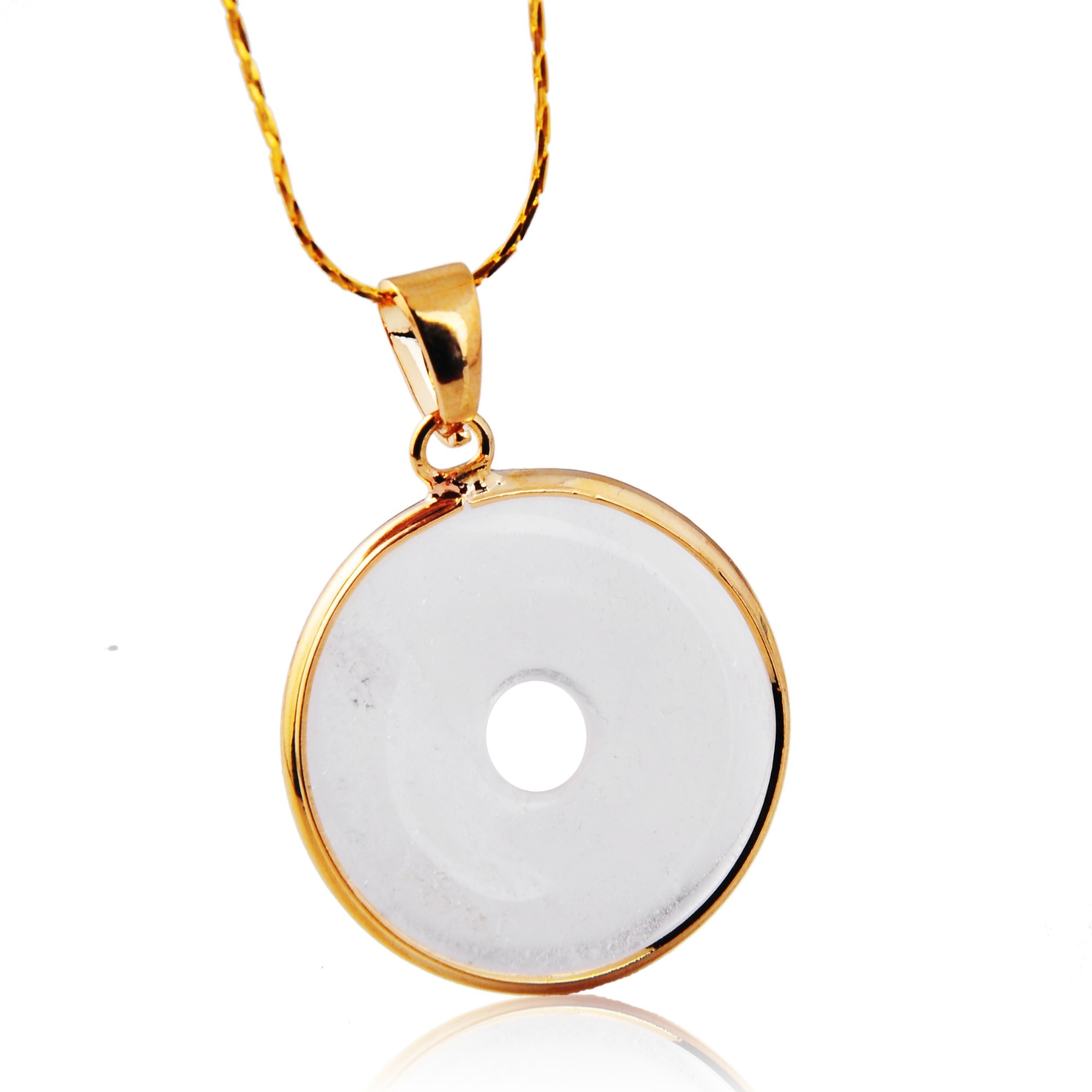 Gold Wire 32MM CoinGemstone Pendant