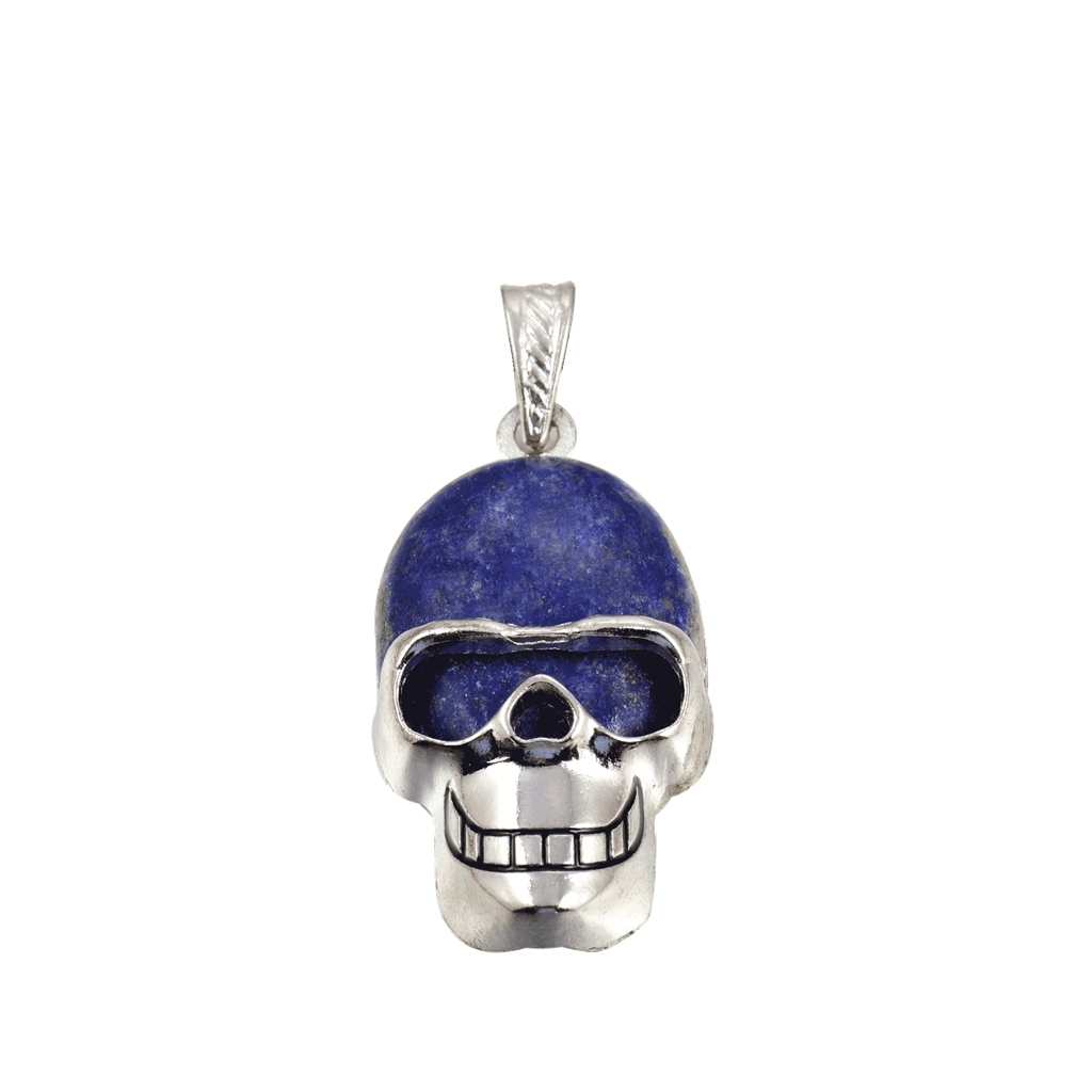 Silver Skull Alloy Gemstone Pendant
