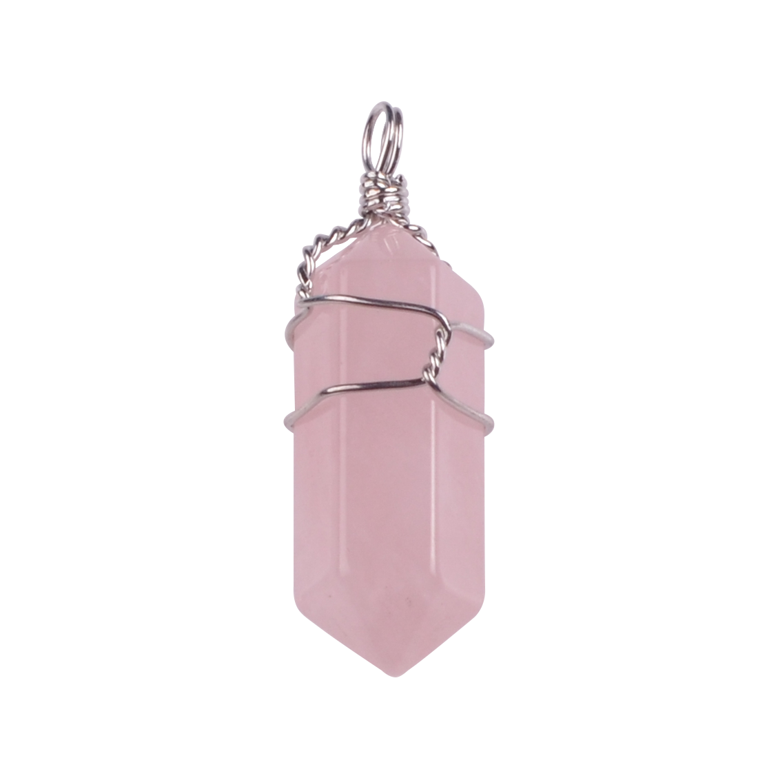 Silver Wire Wrapped  Hexagonal Pillar Gemstone Pendant