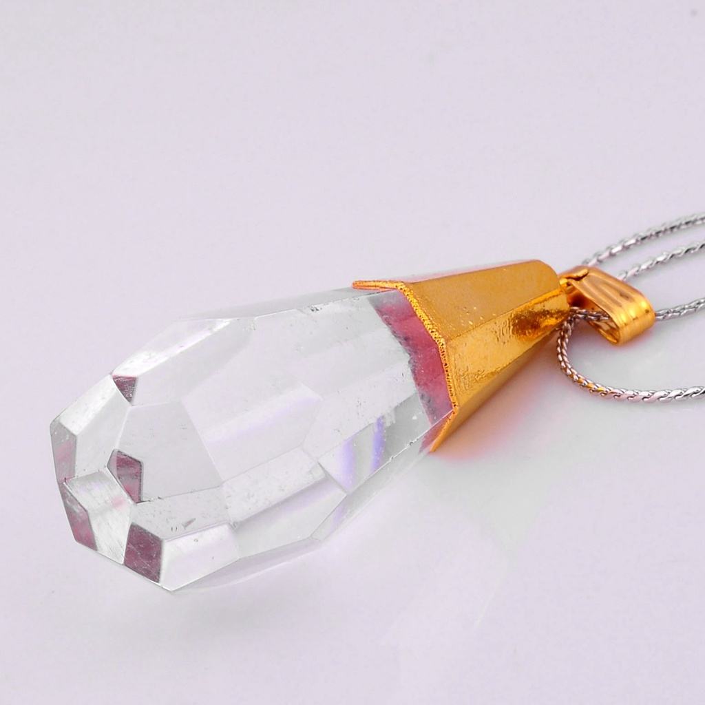 Gold Facted Crystal Cone Pendant