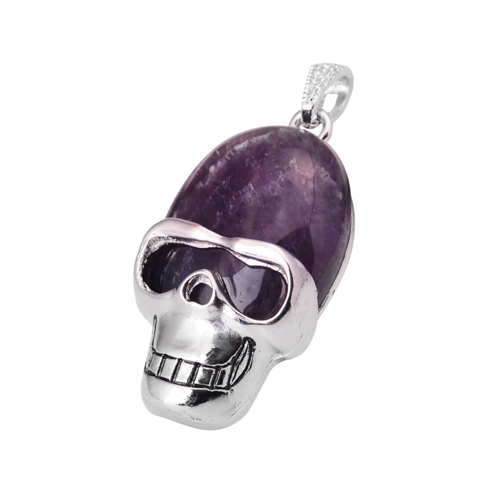 Silver Skull Alloy Gemstone Pendant