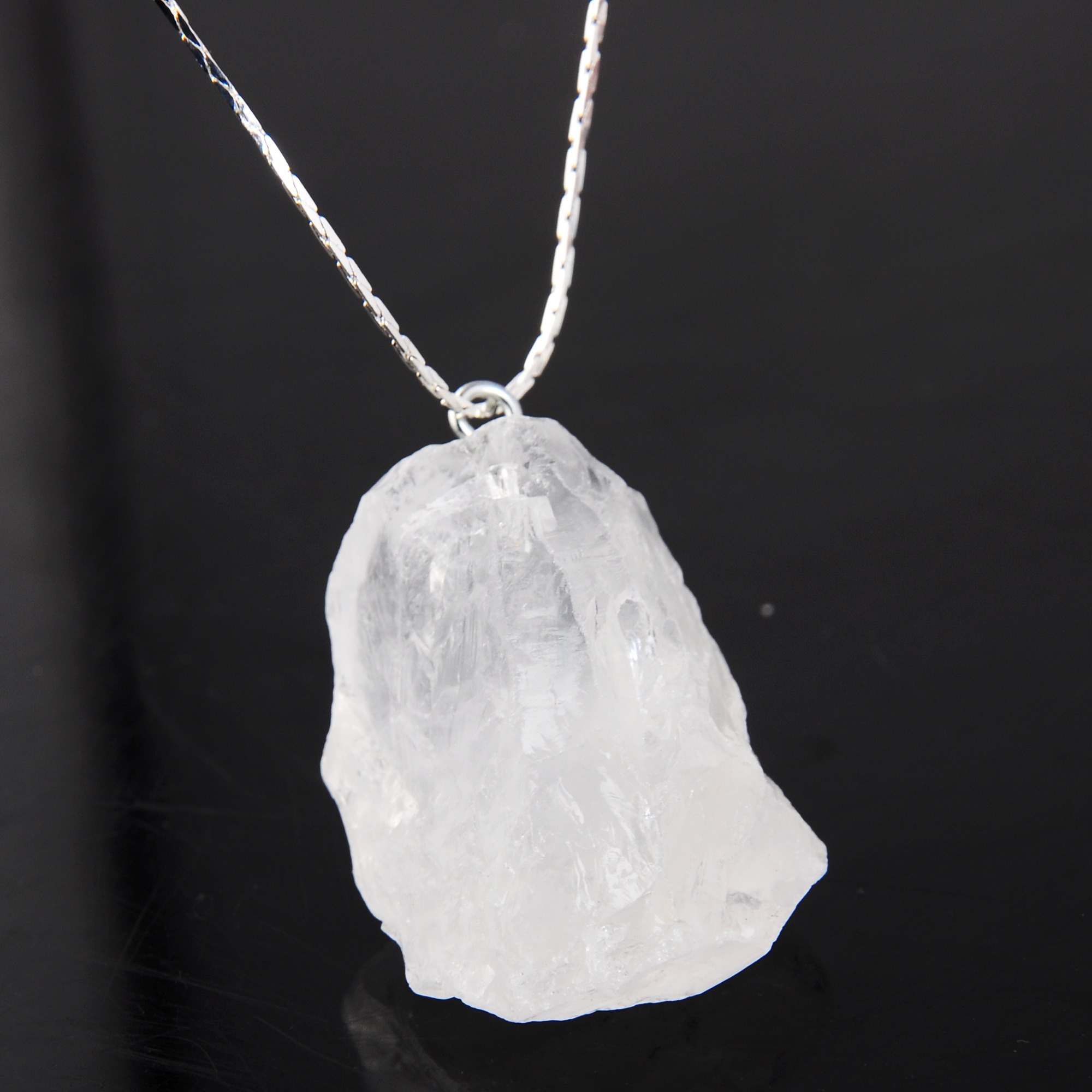 Raw Rock Crystal Nugget Pendant