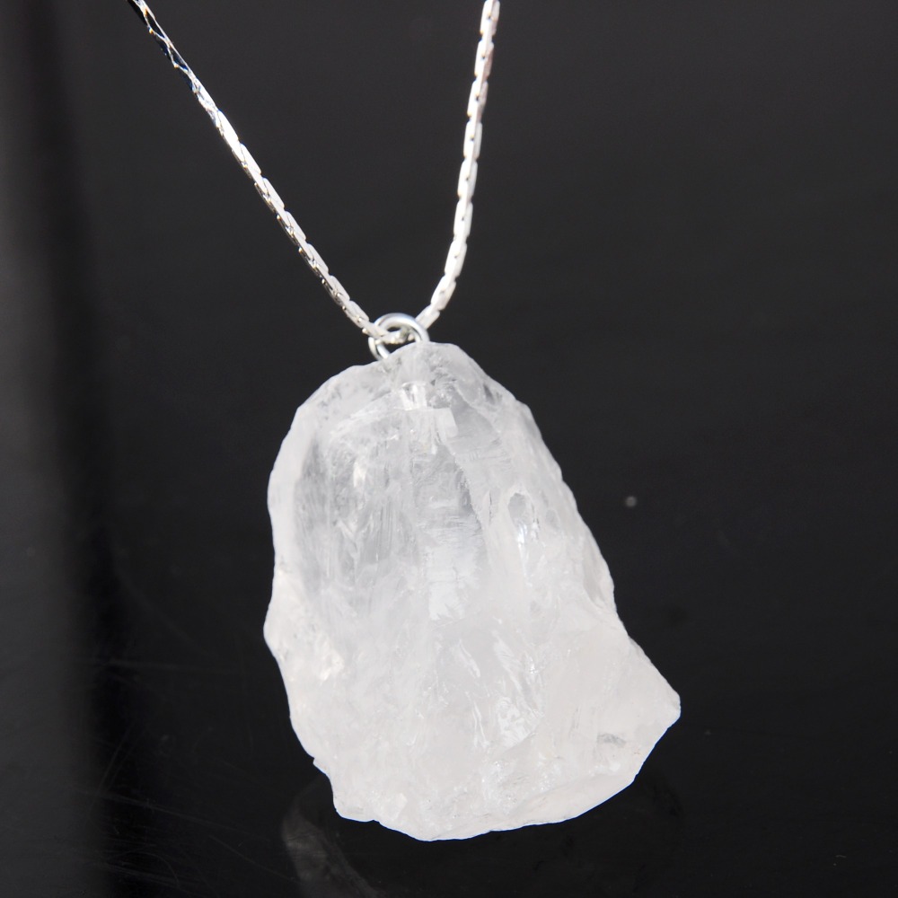 Raw Rock Crystal Nugget Pendant