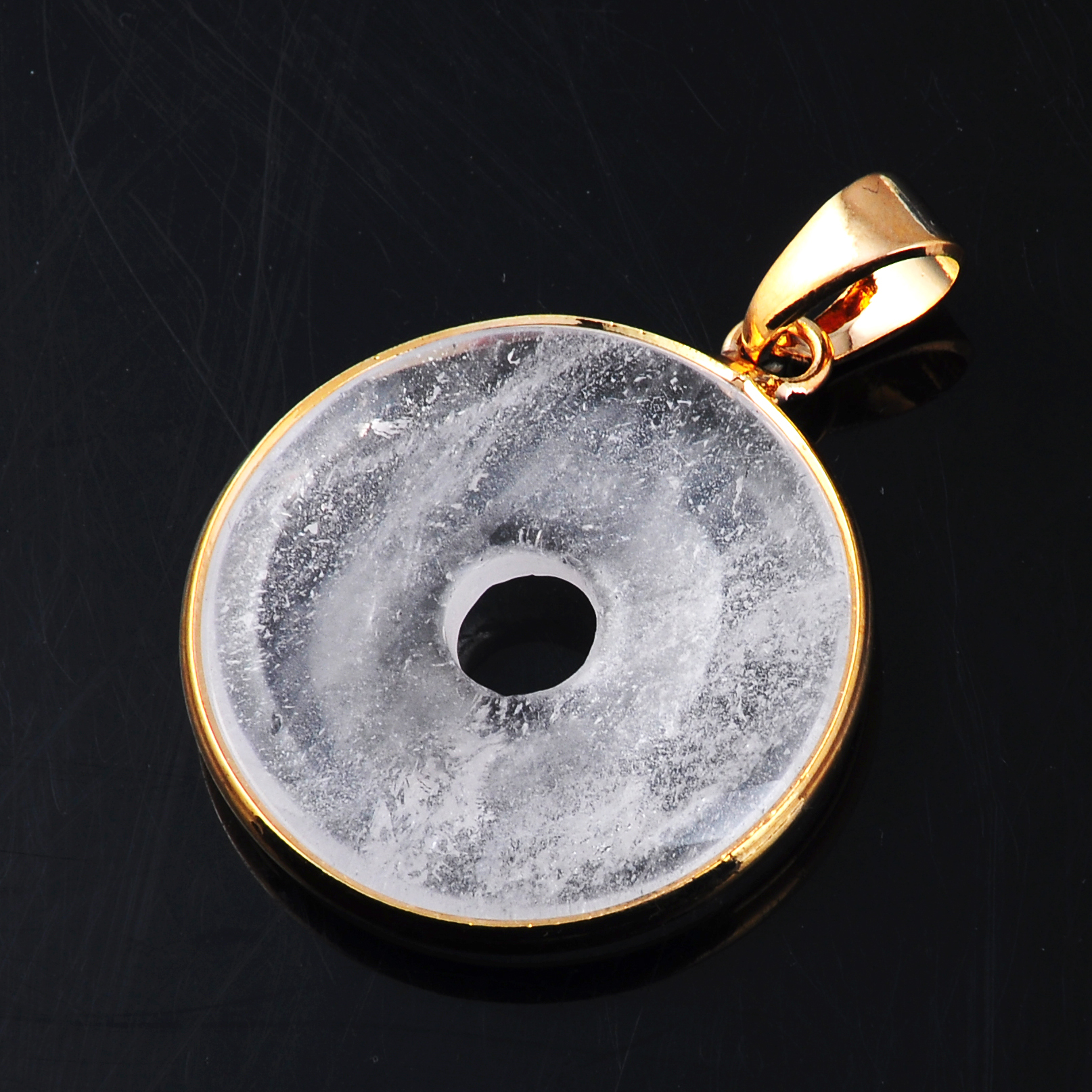 Gold Wire 32MM CoinGemstone Pendant
