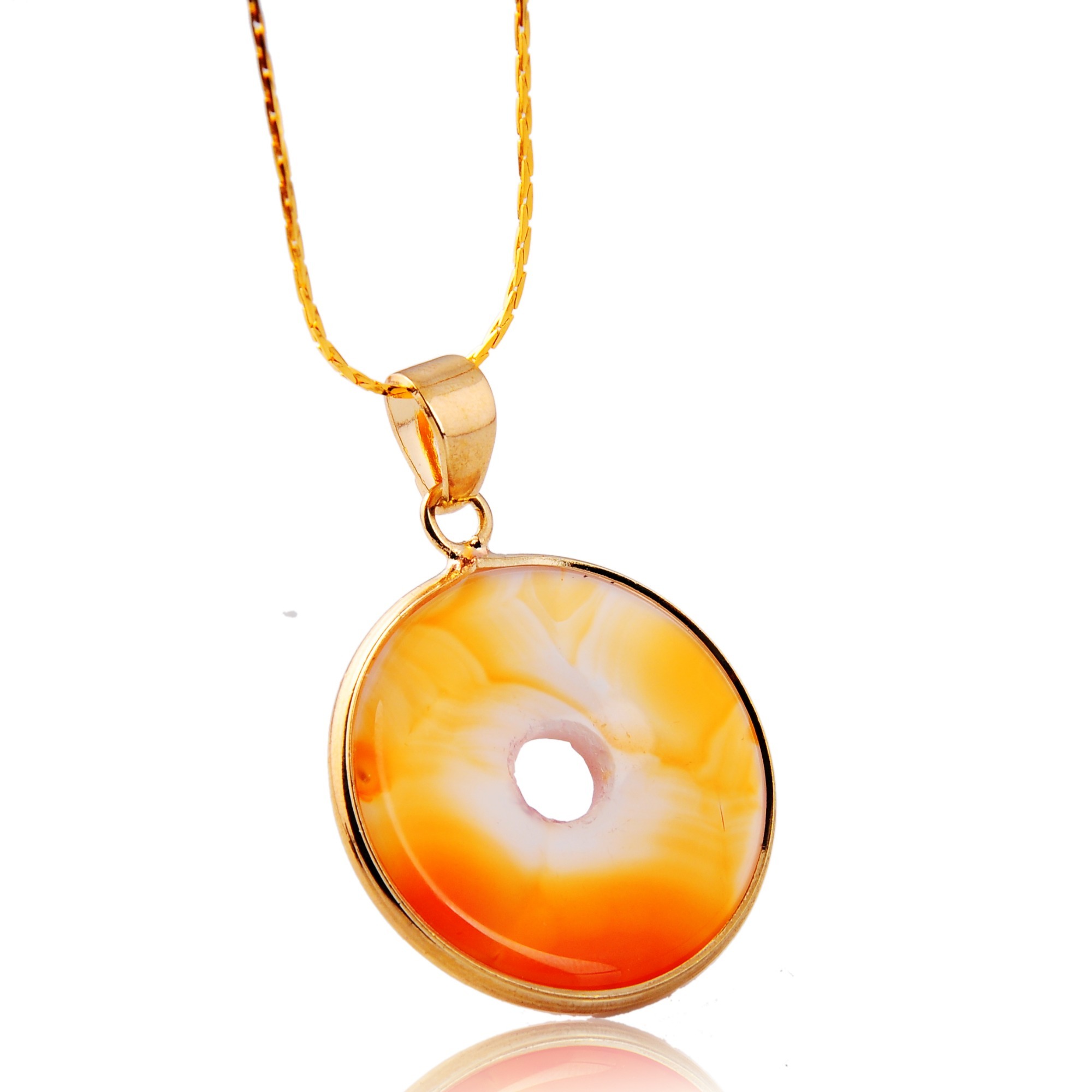 Gold Wire 32MM CoinGemstone Pendant