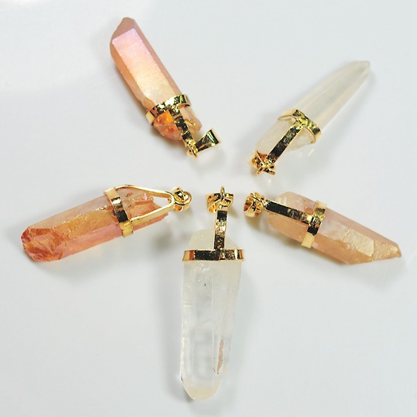 Gold Findings Crystal Pillar Pendant