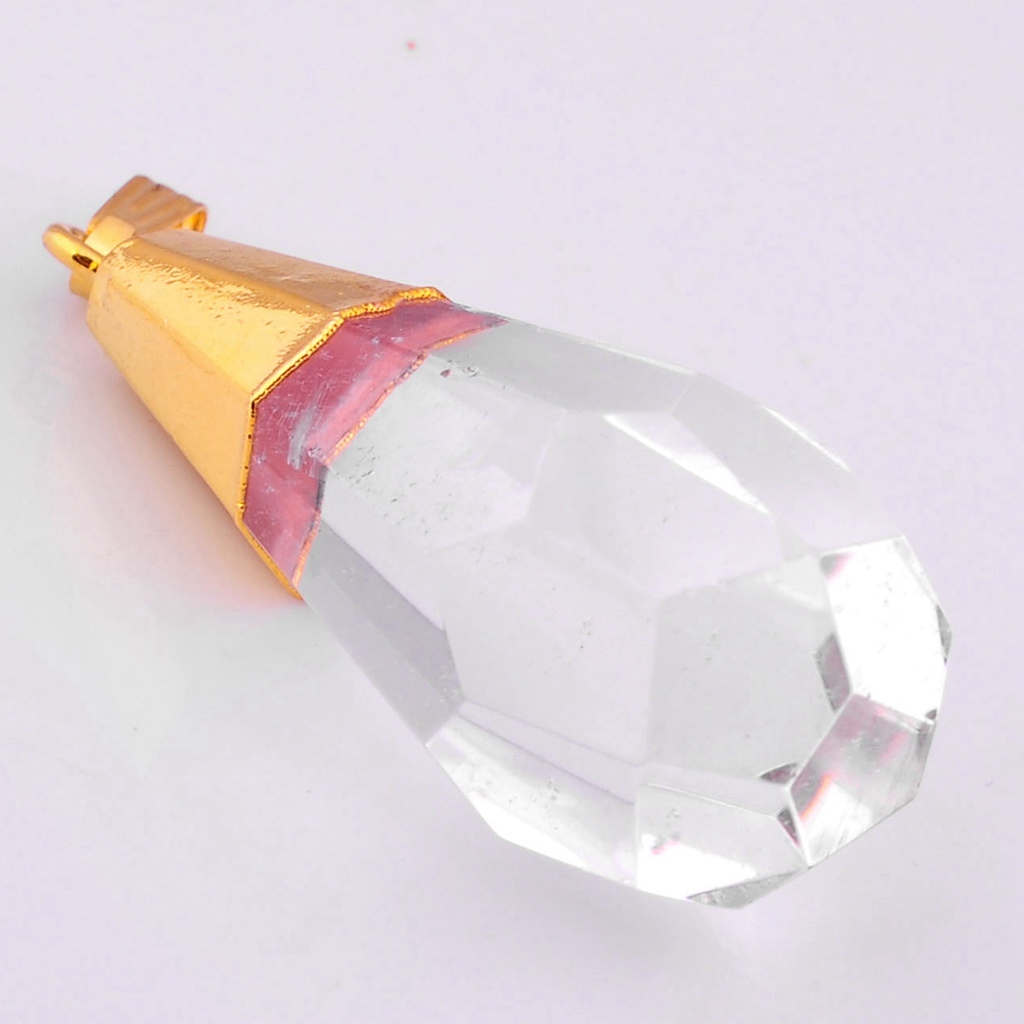 Gold Facted Crystal Cone Pendant