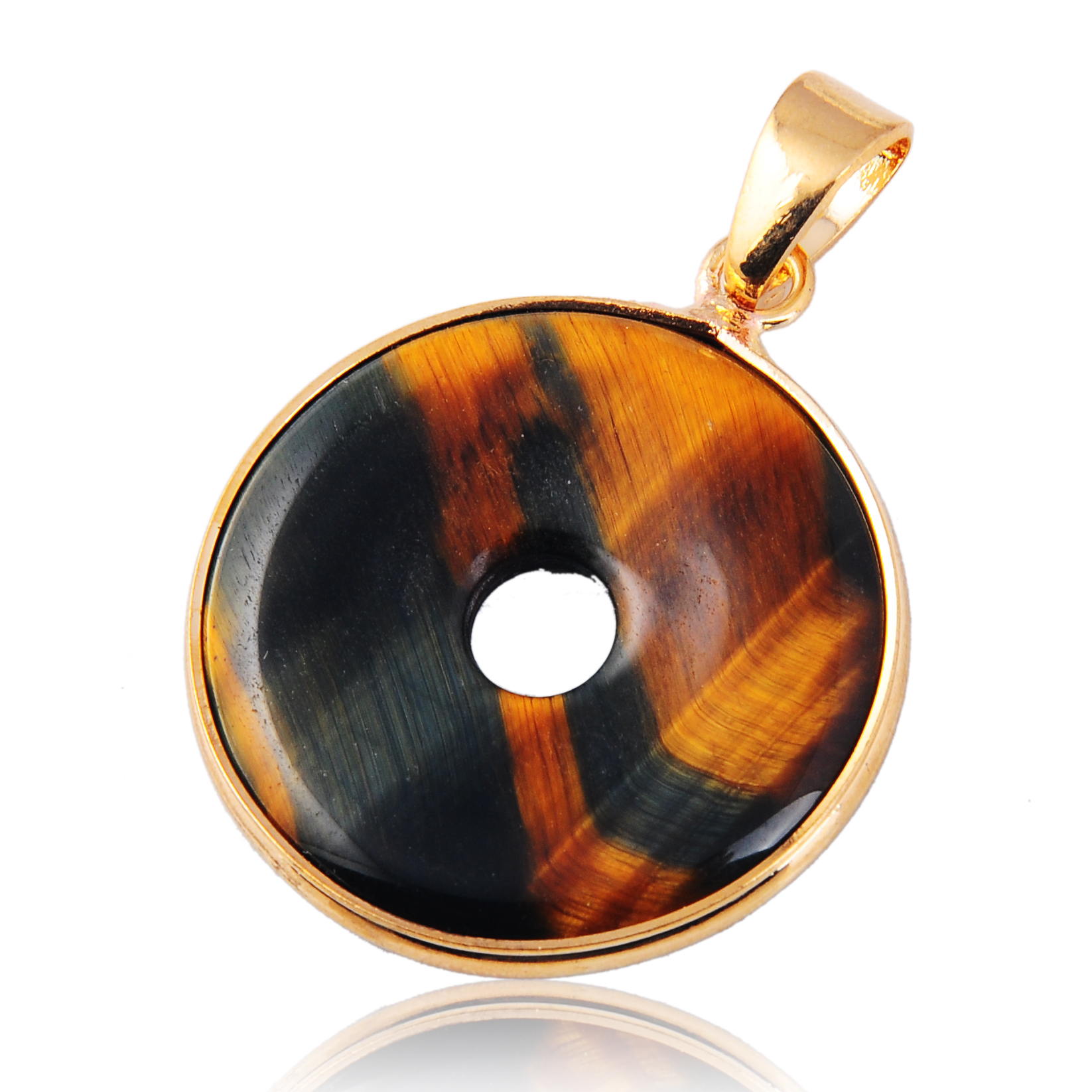 Gold Wire 32MM CoinGemstone Pendant