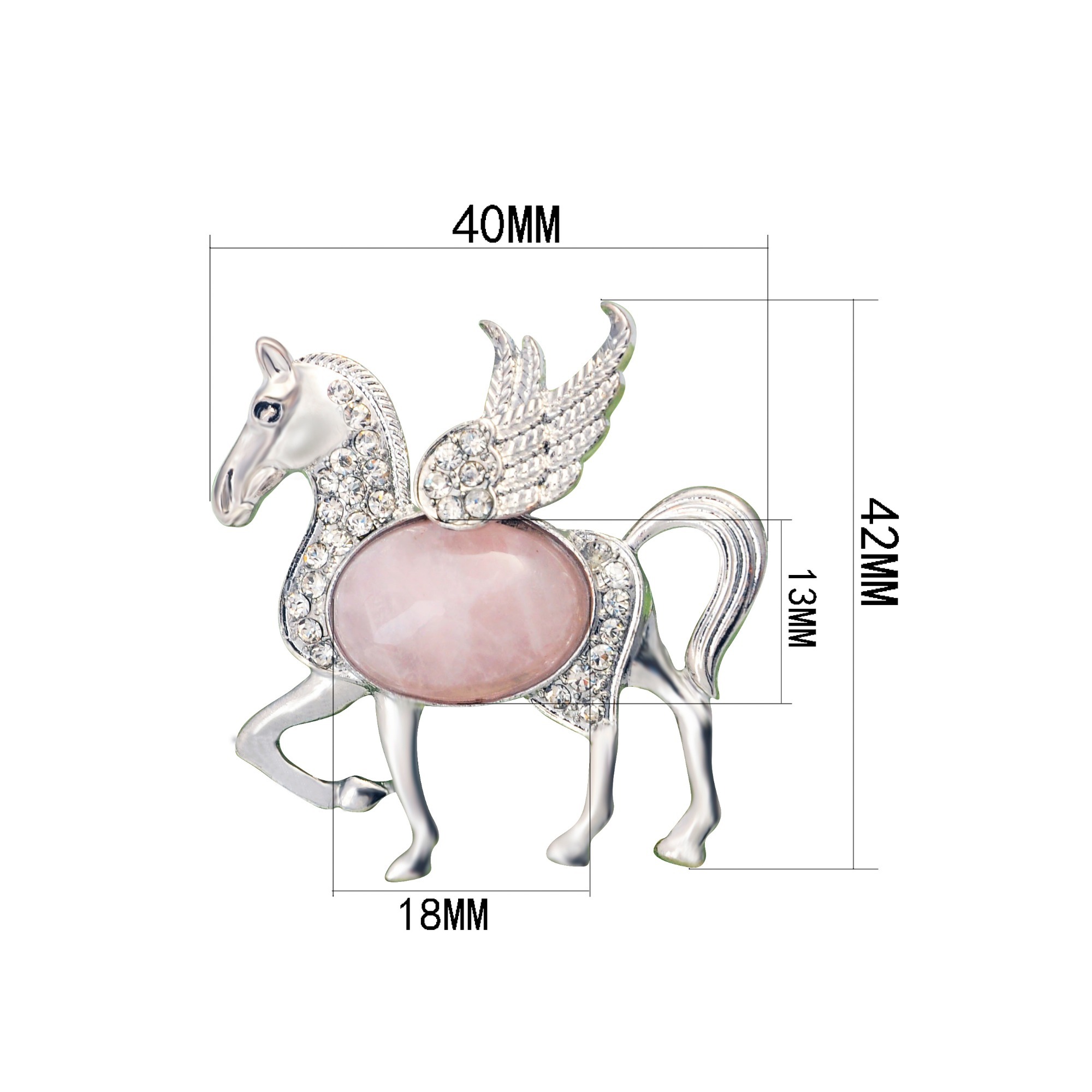 Silver Rhinestone Pegasus Gemstone Pendant