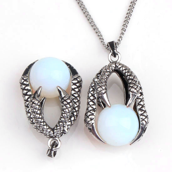 Gemstone Ball Stainless Steel Dragon Claw Pendant