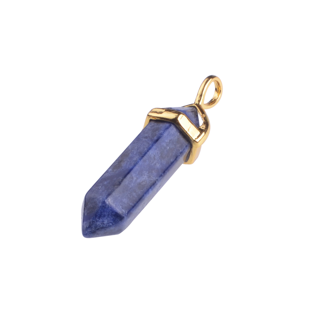 Gold & Silver Hexagonal Cylinder Gemstone Pendant