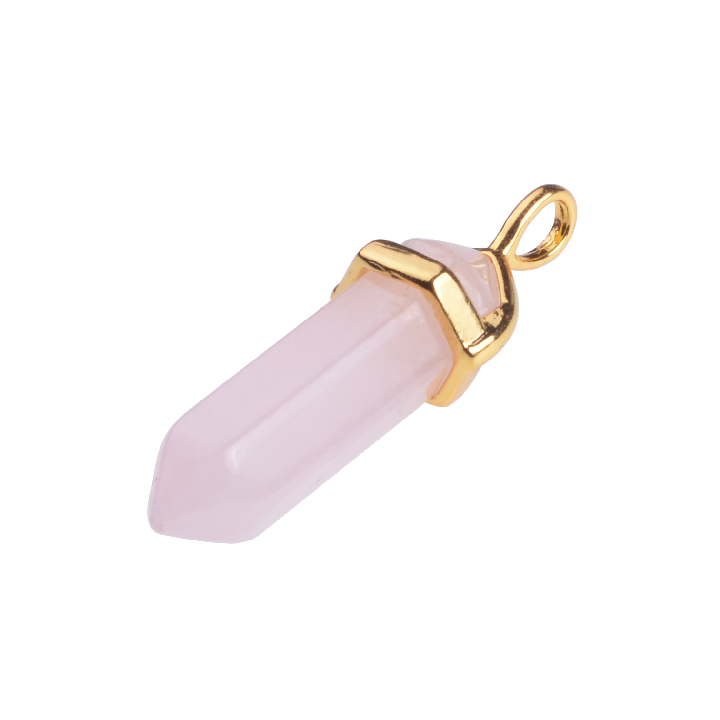 Gold & Silver Hexagonal Cylinder Gemstone Pendant