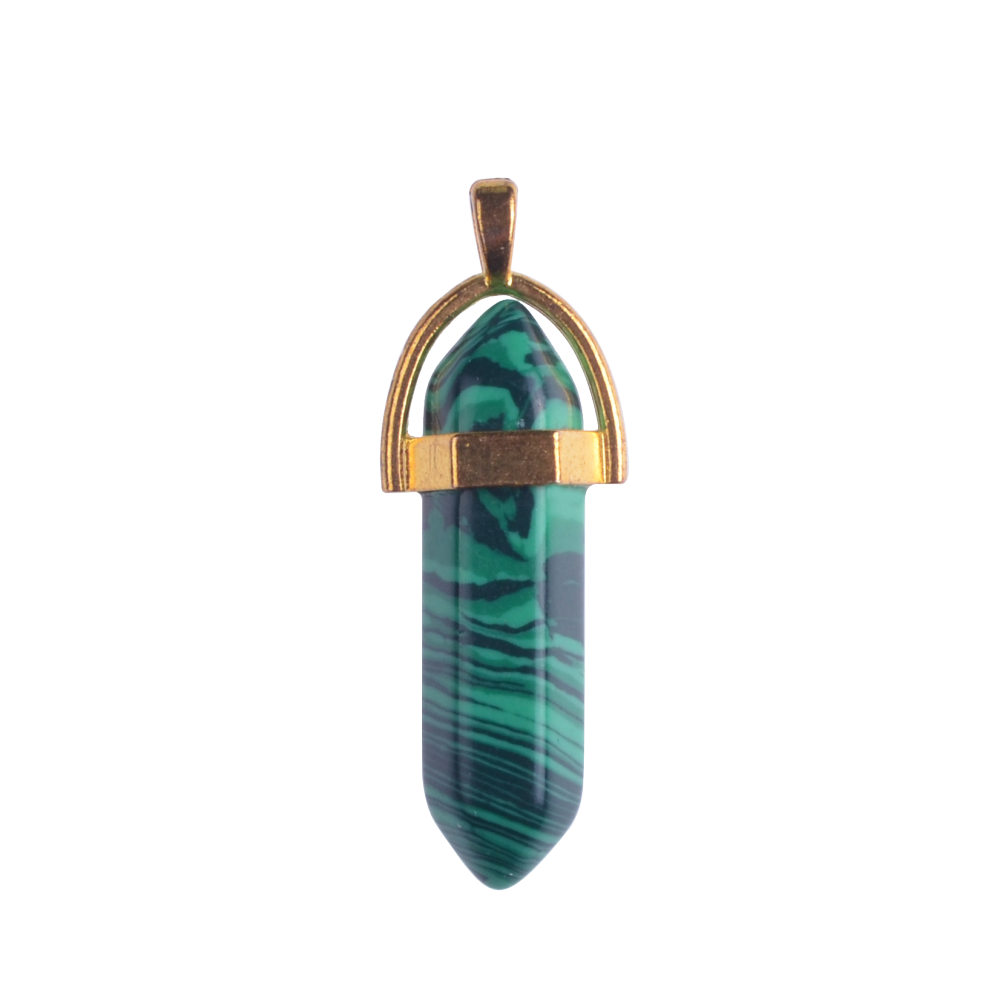 Gold & Silver Hexagonal Cylinder Gemstone Pendant