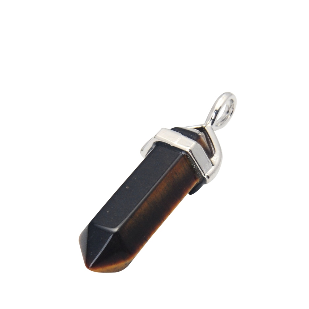 Gold & Silver Hexagonal Cylinder Gemstone Pendant